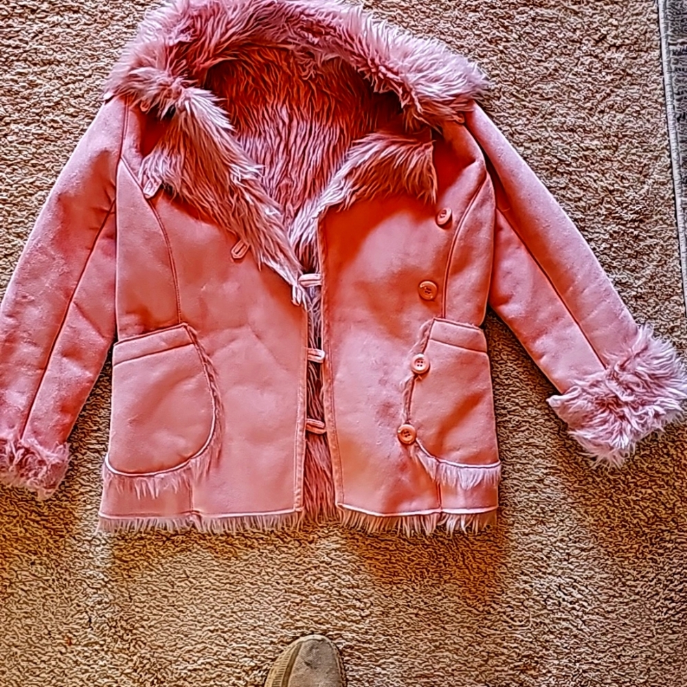 Small Pink Fur lined Suede Jacket